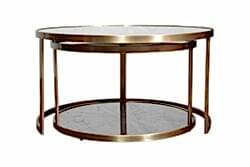 ELEGANCE 2'Lİ ORTA SEHPA PİRİNÇ ESKİTME (83x83 H:45,5cm + 69,5x69,5 H:40,5 cm) - SEHPA