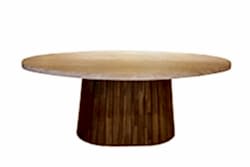 MERMER OVAL YEMEK MASASI KREM 200x110x75cm (#MKT16) - KERVAN